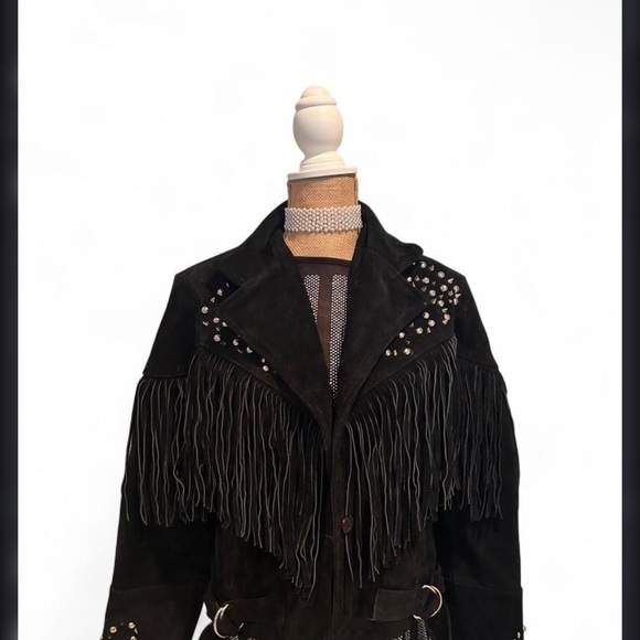 Jackets & Blazers - Studded Fringe Black Jacket